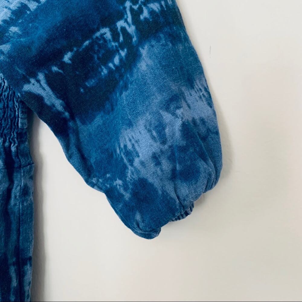 Zara girls blue smocked tie dye button front dress size 13/14 NWT - Picture 6 of 7